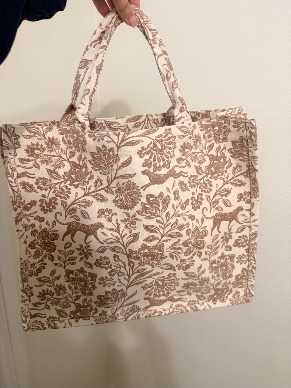 Neutral Floral Canvas Tote Bag
